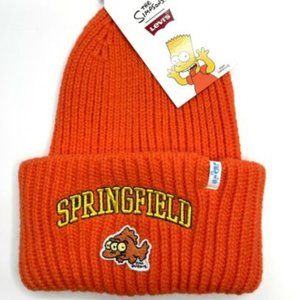 New Levi's x The Simpsons Oversized Knit Beanie Orange Springfie Limited Edition
